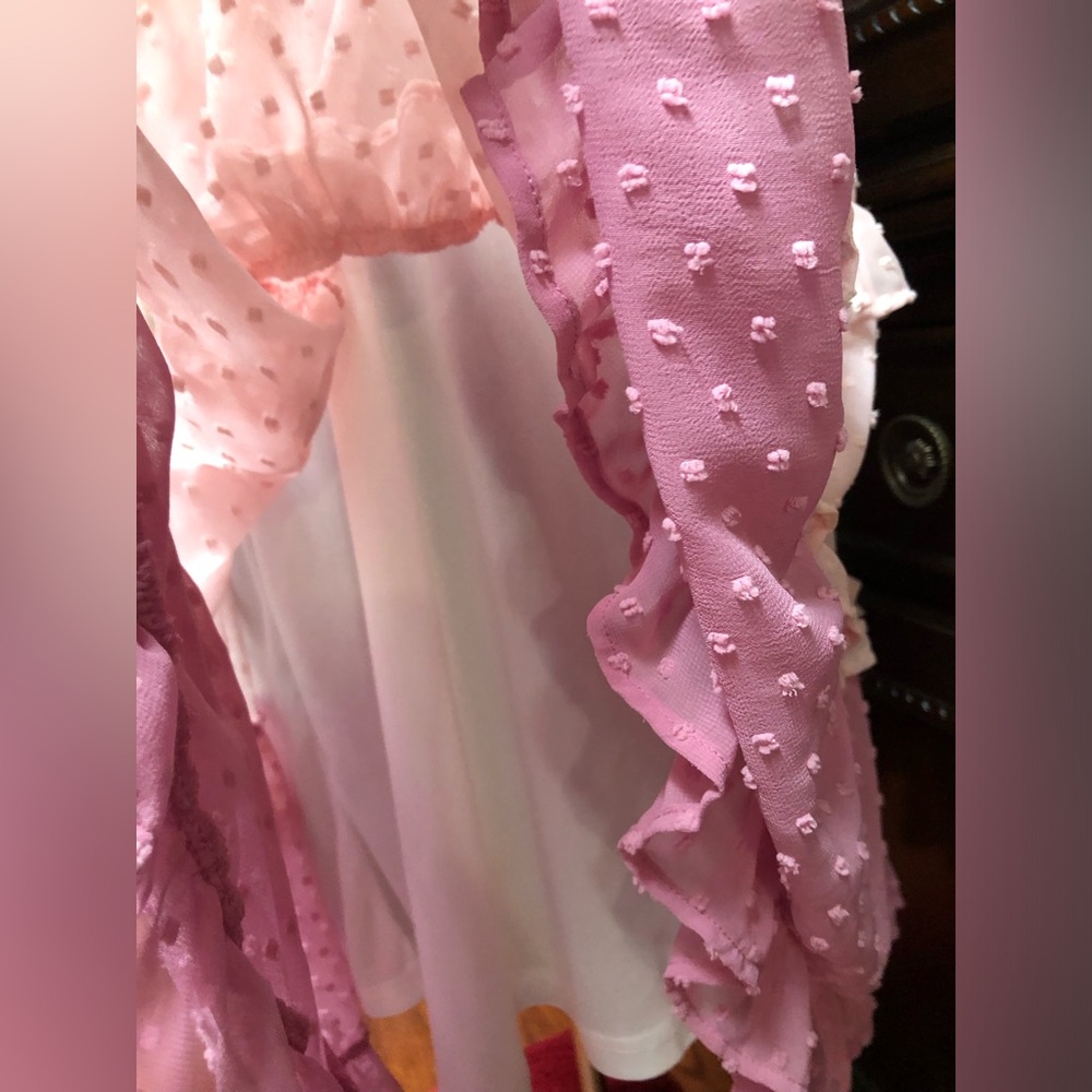 Pink and Cream Ruffled eyelit  Dress - Picture 8 of 15